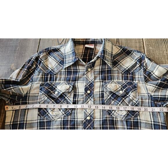 True Religion Shirt Mens XXL Black Plaid Western Flannel Pearl Snap Long Sleeve - Picture 6 of 7